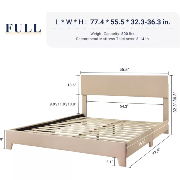 Allewie King Size Bed Frame with Adjustable Headboard Upholstered Platform Bed with Wood Slats Heavy Duty Mattress Foundation No Box Spring Needed NoiseFree Easy Assembly Dark GreyBeige