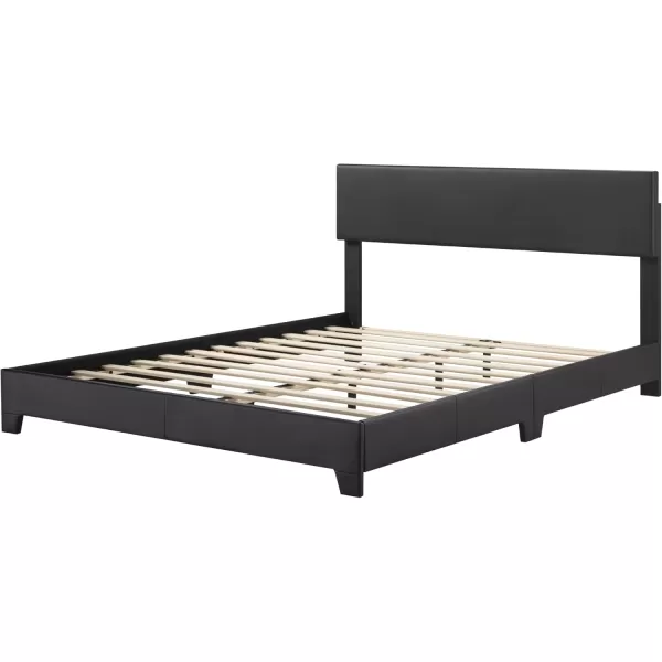 Allewie King Size Bed Frame with Adjustable Headboard Upholstered Platform Bed with Wood Slats Heavy Duty Mattress Foundation No Box Spring Needed NoiseFree Easy Assembly Dark GreyCool Black