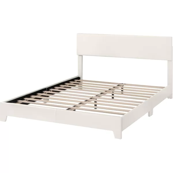 Allewie King Size Bed Frame with Adjustable Headboard Upholstered Platform Bed with Wood Slats Heavy Duty Mattress Foundation No Box Spring Needed NoiseFree Easy Assembly Dark GreyWhite