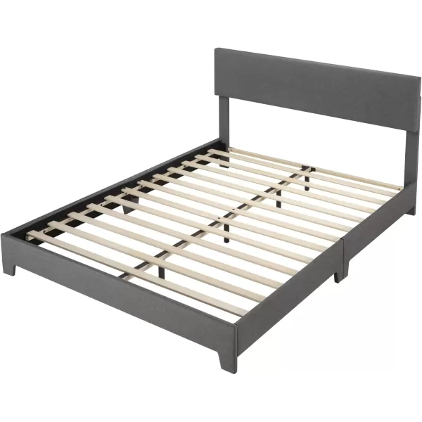 Allewie King Size Bed Frame with Adjustable Headboard Upholstered Platform Bed with Wood Slats Heavy Duty Mattress Foundation No Box Spring Needed NoiseFree Easy Assembly Dark GreyDark Grey