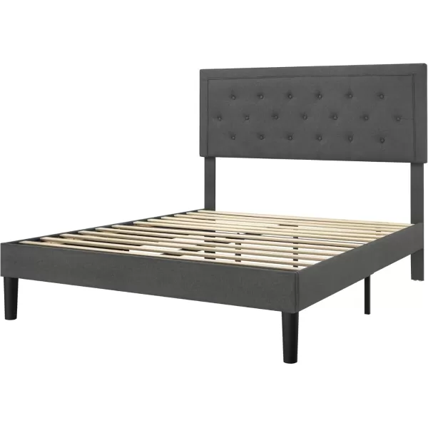 Allewie Queen Size Button Tufted Platform Bed FrameFabric Upholstered Bed Frame with Adjustable HeadboardWood Slat SupportMattress FoundationDark Grey QueenDark Grey
