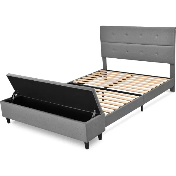 Allewie Queen Bed Frame with 120L Ottoman Storage Upholstered Platform Bed Frame with Mattress Foundation Wood Slat Support No Box Spring Needed GreyGrey