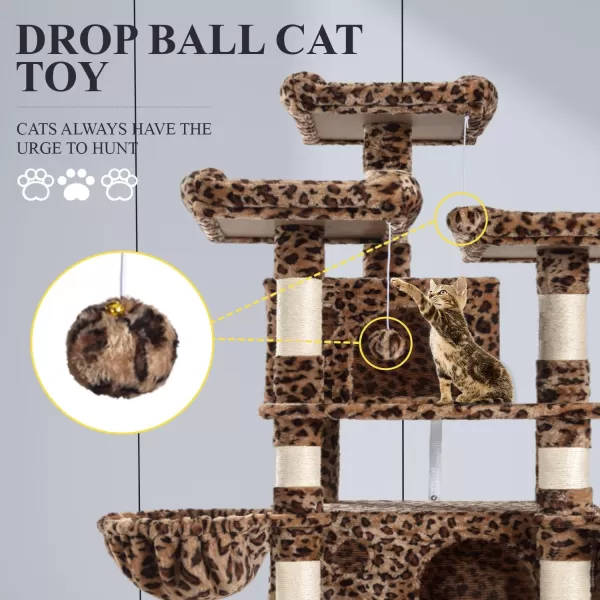 imageAllewie 68 Inches Cat TreeCat Tree House and Towers for Large CatCat Climbing Tree with Cat CondoCat Tree Scratching PostMultiLevel Large Cat TreeBeigeLeopard Print