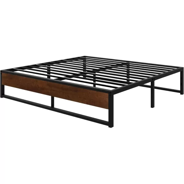 imageAllewie King Size 14 Inch Metal Platform Bed Frame Mattress Foundation with Metal Slats Support No Box Spring Needed Easy Assembly BlackKing