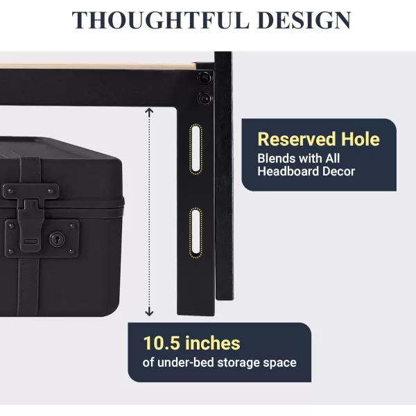 imageAllewie Queen Size Platform Bed Frame with 3 Storage Drawers Faux Leather Upholstered Wooden Slats Support No Box Spring Needed Easy Assembly BlackBlack Leather