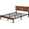 imageAllewie Full Size Platform Bed Frame with Wood headboard and Metal SlatsRustic Country Style Mattress FoundationBox Spring OptionalStrong Metal Slats SupportEasy AssemblyFull