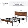 imageAllewie Full Size Platform Bed Frame with Wood headboard and Metal SlatsRustic Country Style Mattress FoundationBox Spring OptionalStrong Metal Slats SupportEasy AssemblyQueen
