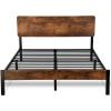 imageAllewie Full Size Platform Bed Frame with Wood headboard and Metal SlatsRustic Country Style Mattress FoundationBox Spring OptionalStrong Metal Slats SupportEasy AssemblyFull