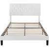 imageAllewie Queen Bed Frame with Adjustable Diamond Stitched Button Tufted HeadboardFaux Leather Upholstered Platform Bed with EasyAssembly Wood slats BlackOffwhite
