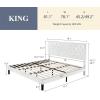 imageAllewie Queen Bed Frame with Adjustable Diamond Stitched Button Tufted HeadboardFaux Leather Upholstered Platform Bed with EasyAssembly Wood slats BlackOffwhite