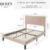 imageAllewie Queen Bed Frame with Adjustable Diamond Stitched Button Tufted HeadboardFaux Leather Upholstered Platform Bed with EasyAssembly Wood slats BlackBeige
