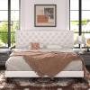 imageAllewie Queen Bed Frame with Adjustable Diamond Stitched Button Tufted HeadboardFaux Leather Upholstered Platform Bed with EasyAssembly Wood slats BlackOffwhite