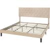 imageAllewie Queen Bed Frame with Adjustable Diamond Stitched Button Tufted HeadboardFaux Leather Upholstered Platform Bed with EasyAssembly Wood slats BlackBeige