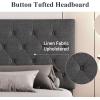 imageAllewie Queen Bed Frame with Adjustable Diamond Stitched Button Tufted HeadboardFaux Leather Upholstered Platform Bed with EasyAssembly Wood slats BlackDark Grey