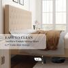 imageAllewie Queen Bed Frame with Adjustable Diamond Stitched Button Tufted HeadboardFaux Leather Upholstered Platform Bed with EasyAssembly Wood slats BlackBeige