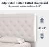imageAllewie Queen Bed Frame with Adjustable Diamond Stitched Button Tufted HeadboardFaux Leather Upholstered Platform Bed with EasyAssembly Wood slats BlackOffwhite