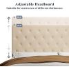 imageAllewie Queen Bed Frame with Adjustable Diamond Stitched Button Tufted HeadboardFaux Leather Upholstered Platform Bed with EasyAssembly Wood slats BlackBeige