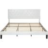 imageAllewie Queen Bed Frame with Adjustable Diamond Stitched Button Tufted HeadboardFaux Leather Upholstered Platform Bed with EasyAssembly Wood slats BlackOffwhite