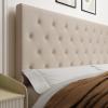 imageAllewie Queen Bed Frame with Adjustable Diamond Stitched Button Tufted HeadboardFaux Leather Upholstered Platform Bed with EasyAssembly Wood slats BlackBeige