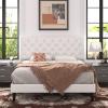 imageAllewie Queen Bed Frame with Adjustable Diamond Stitched Button Tufted HeadboardFaux Leather Upholstered Platform Bed with EasyAssembly Wood slats BlackOffwhite