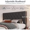 imageAllewie Queen Bed Frame with Adjustable Diamond Stitched Button Tufted HeadboardFaux Leather Upholstered Platform Bed with EasyAssembly Wood slats BlackDark Grey