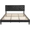 imageAllewie Queen Bed Frame with Adjustable Diamond Stitched Button Tufted HeadboardFaux Leather Upholstered Platform Bed with EasyAssembly Wood slats BlackDeep Black