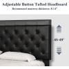 imageAllewie Queen Bed Frame with Adjustable Diamond Stitched Button Tufted HeadboardFaux Leather Upholstered Platform Bed with EasyAssembly Wood slats BlackDeep Black