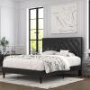imageAllewie Queen Bed Frame with Adjustable Diamond Stitched Button Tufted HeadboardFaux Leather Upholstered Platform Bed with EasyAssembly Wood slats BlackBlack