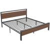 imageAllewie Twin Size Platform Bed Frame with Wooden Headboard and Footboard Heavy Duty Metal Slats Support No Box Spring Needed UnderBed Storage Noise Free Easy Assembly Black OakWalnut