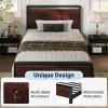 imageAllewie Twin Size Platform Bed Frame with Wooden Headboard and Footboard Heavy Duty Metal Slats Support No Box Spring Needed UnderBed Storage Noise Free Easy Assembly Black OakMahogany