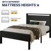 imageAllewie Twin Size Platform Bed Frame with Wooden Headboard and Footboard Heavy Duty Metal Slats Support No Box Spring Needed UnderBed Storage Noise Free Easy Assembly Black OakBlack Oak