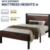 imageAllewie Twin Size Platform Bed Frame with Wooden Headboard and Footboard Heavy Duty Metal Slats Support No Box Spring Needed UnderBed Storage Noise Free Easy Assembly Black OakMahogany