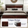 imageAllewie Twin Size Platform Bed Frame with Wooden Headboard and Footboard Heavy Duty Metal Slats Support No Box Spring Needed UnderBed Storage Noise Free Easy Assembly Black OakMahogany