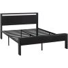 imageAllewie Twin Size Platform Bed Frame with Wooden Headboard and Footboard Heavy Duty Metal Slats Support No Box Spring Needed UnderBed Storage Noise Free Easy Assembly Black OakBlack Oak