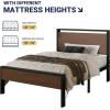 imageAllewie Twin Size Platform Bed Frame with Wooden Headboard and Footboard Heavy Duty Metal Slats Support No Box Spring Needed UnderBed Storage Noise Free Easy Assembly Black OakWalnut