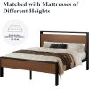 imageAllewie Twin Size Platform Bed Frame with Wooden Headboard and Footboard Heavy Duty Metal Slats Support No Box Spring Needed UnderBed Storage Noise Free Easy Assembly Black OakWalnut