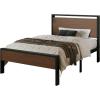 imageAllewie Twin Size Platform Bed Frame with Wooden Headboard and Footboard Heavy Duty Metal Slats Support No Box Spring Needed UnderBed Storage Noise Free Easy Assembly Black OakWalnut