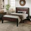 imageAllewie Twin Size Platform Bed Frame with Wooden Headboard and Footboard Heavy Duty Metal Slats Support No Box Spring Needed UnderBed Storage Noise Free Easy Assembly Black OakMahogany