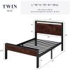 imageAllewie Twin Size Platform Bed Frame with Wooden Headboard and Footboard Heavy Duty Metal Slats Support No Box Spring Needed UnderBed Storage Noise Free Easy Assembly Black OakMahogany