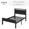 imageAllewie Twin Size Platform Bed Frame with Wooden Headboard and Footboard Heavy Duty Metal Slats Support No Box Spring Needed UnderBed Storage Noise Free Easy Assembly Black OakBlack Oak