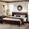 imageAllewie Twin Size Platform Bed Frame with Wooden Headboard and Footboard Heavy Duty Metal Slats Support No Box Spring Needed UnderBed Storage Noise Free Easy Assembly Black OakMahogany
