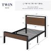 imageAllewie Twin Size Platform Bed Frame with Wooden Headboard and Footboard Heavy Duty Metal Slats Support No Box Spring Needed UnderBed Storage Noise Free Easy Assembly Black OakWalnut