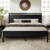 imageAllewie Twin Size Platform Bed Frame with Wooden Headboard and Footboard Heavy Duty Metal Slats Support No Box Spring Needed UnderBed Storage Noise Free Easy Assembly Black OakBlack Oak