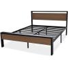 imageAllewie Twin Size Platform Bed Frame with Wooden Headboard and Footboard Heavy Duty Metal Slats Support No Box Spring Needed UnderBed Storage Noise Free Easy Assembly Black OakWalnut