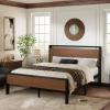 imageAllewie Twin Size Platform Bed Frame with Wooden Headboard and Footboard Heavy Duty Metal Slats Support No Box Spring Needed UnderBed Storage Noise Free Easy Assembly Black OakWalnut