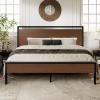 imageAllewie Twin Size Platform Bed Frame with Wooden Headboard and Footboard Heavy Duty Metal Slats Support No Box Spring Needed UnderBed Storage Noise Free Easy Assembly Black OakWalnut