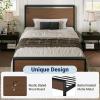imageAllewie Twin Size Platform Bed Frame with Wooden Headboard and Footboard Heavy Duty Metal Slats Support No Box Spring Needed UnderBed Storage Noise Free Easy Assembly Black OakWalnut