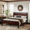 imageAllewie Twin Size Platform Bed Frame with Wooden Headboard and Footboard Heavy Duty Metal Slats Support No Box Spring Needed UnderBed Storage Noise Free Easy Assembly Black OakMahogany