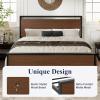 imageAllewie Twin Size Platform Bed Frame with Wooden Headboard and Footboard Heavy Duty Metal Slats Support No Box Spring Needed UnderBed Storage Noise Free Easy Assembly Black OakWalnut