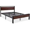 imageAllewie Twin Size Platform Bed Frame with Wooden Headboard and Footboard Heavy Duty Metal Slats Support No Box Spring Needed UnderBed Storage Noise Free Easy Assembly Black OakMahogany